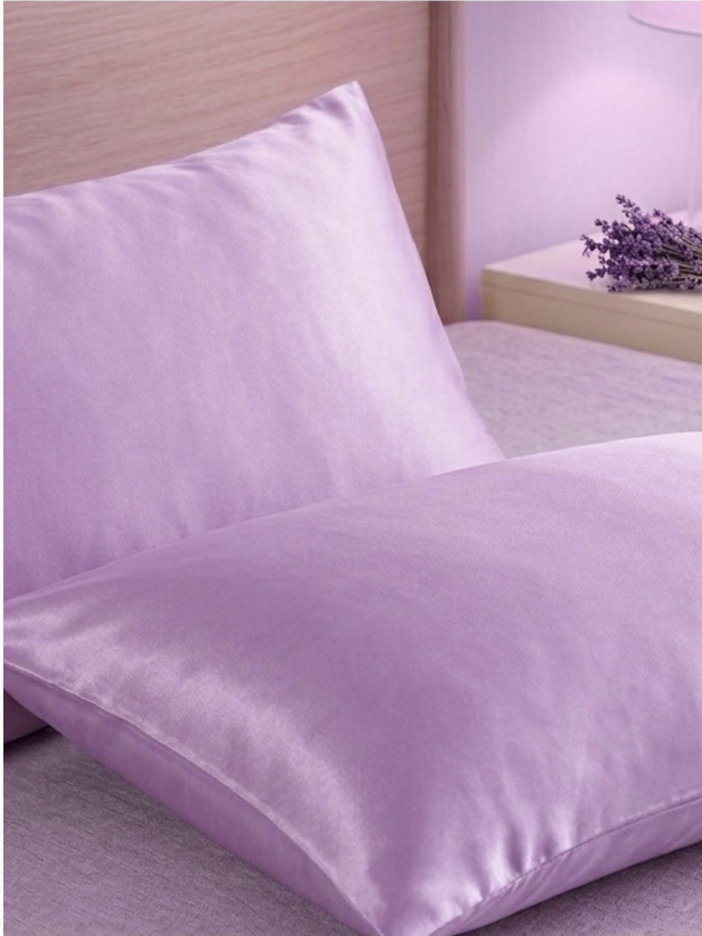 Lavender Silk Pillowcase - Soft Home Bedding-2 per set - Picture 2 of 2